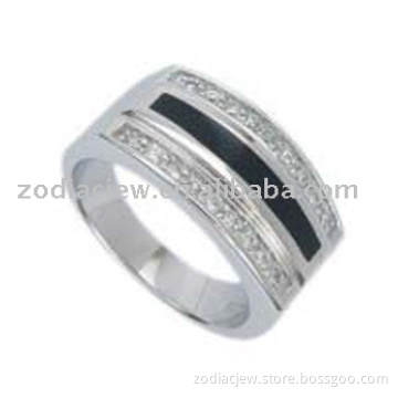 925 sterling silver ring with black agate